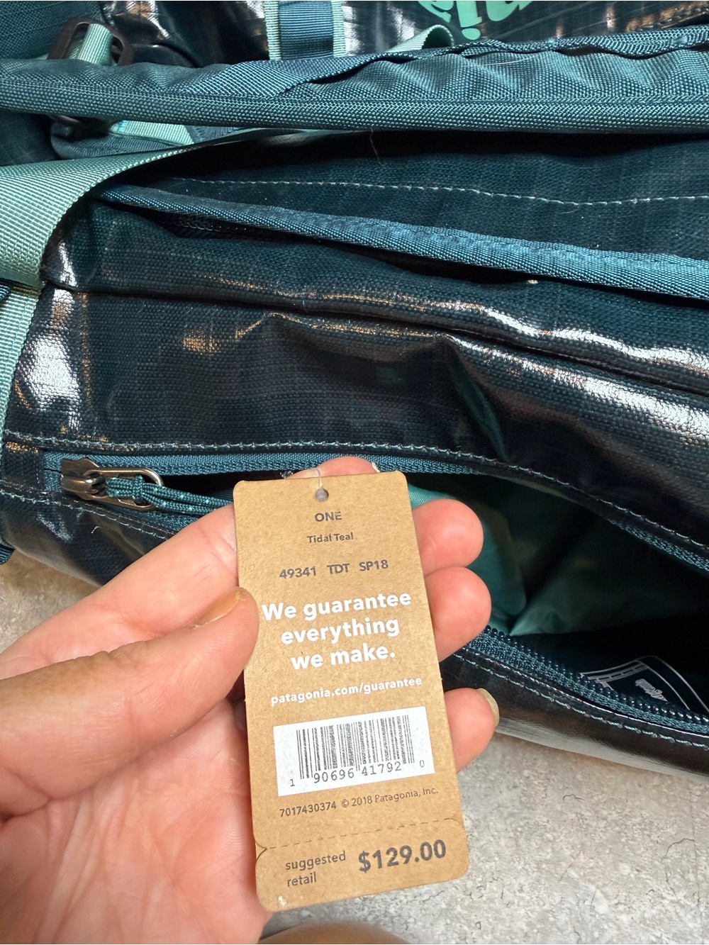 Patagonia Black Hole Duffle 60L in blue teal waterproof hiking camping backpack - Picture 6 of 16